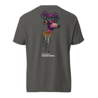 Specimen 01 Mycelial Witness — back view, deer skull mushroom dark art, garment dyed heavyweight tee, pepper
